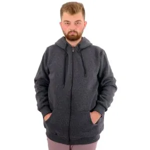 Big Tall Men s Sweatshirt with Hooded Pocket Zippered 20543 Antramelange