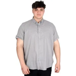 Large Size Men's Classic Linen Shirt with Lycra 20389 Gray