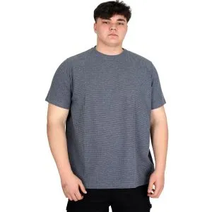 Big Size Mens T-Shirt Crew Neck WAFFLE 20033 Dark Blue