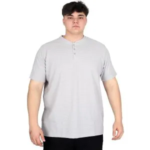 Büyük Beden Erkek Hakim Yaka Tişört Waffle U20036 Gri