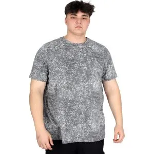Büyük Beden Erkek T-Shirt Bisiklet Yaka Aşındırma Baskı U20037 Antrasit