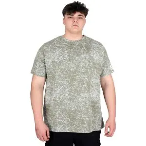 Büyük Beden Erkek T-Shirt Bisiklet Yaka Aşındırma Baskı U20037 Haki