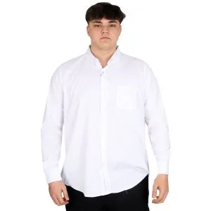 Büyük Beden Erkek Uzun Kol Gömlek Cepli OXFORD U20367 Beyaz