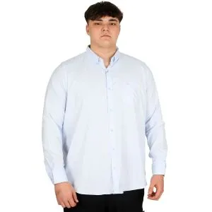 Büyük Beden Erkek Uzun Kol Gömlek Cepli OXFORD U20367 Mavi