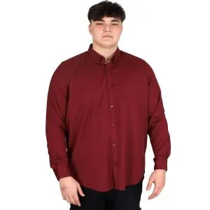 Büyük Beden Erkek Uzun Kol Gömlek Cepli OXFORD U20367 Mürdüm
