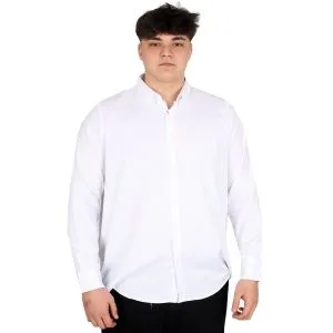 Büyük Beden Erkek Uzun Kol Gömlek Klasik OXFORD U20368 Beyaz