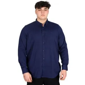 Big Size Mens long arm shirt Classic OXFORD U20368 Navy Blue