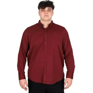 Büyük Beden Erkek Uzun Kol Gömlek Klasik OXFORD U20368 Mürdüm