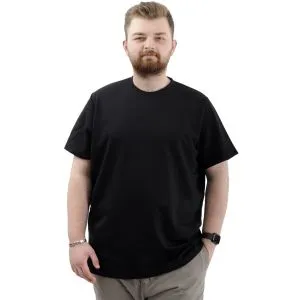 Büyük Beden Erkek T-Shirt Bisiklet Yaka INTERLOK 23162 Siyah