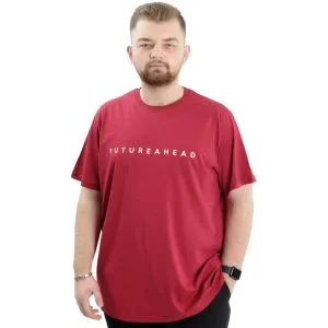 Big Size Mens T-Shirt Crew Neck FUTUREHEAD U24029 Burgundy
