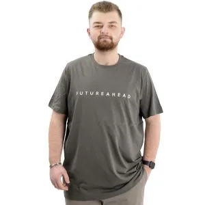Büyük Beden Erkek Baskılı T-Shirt Bisiklet Yaka FUTUREHEAD U24029 Haki