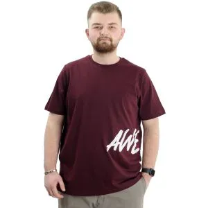 Büyük Beden Erkek Bisiklet Yaka T-Shirt Baskılı AWESOME U24038 Mürdüm