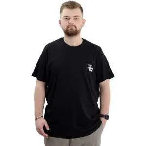 Battal Beden Erkek Tişört Bisiklet Yaka Baskılı THE OTHER SIDE U24039 Siyah