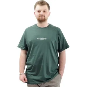 Büyük Beden Baskılı Erkek T-Shirt Bisiklet Yaka VAN GOGH U24040 Nefti