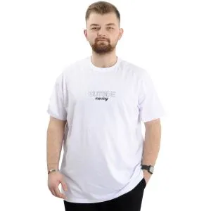 Battal Beden Erkek Tişört Bisiklet Yaka Baskılı OUT SIDE U24041 Beyaz