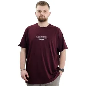 Battal Beden Erkek Tişört Bisiklet Yaka Baskılı OUT SIDE U24041 Mürdüm