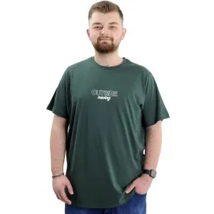 Battal Beden Erkek Tişört Bisiklet Yaka Baskılı OUT SIDE U24041 Nefti