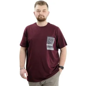 Büyük Beden Baskılı Bisiklet Yaka Erkek Tişört JUST ON TIME U24042 Mürdüm