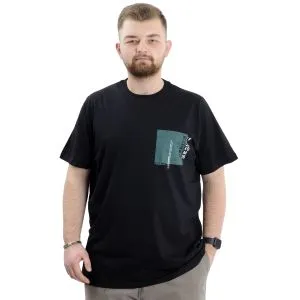 Büyük Beden Baskılı Bisiklet Yaka Erkek Tişört REFILL U24044 Siyah