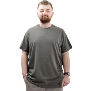 Büyük Beden Baskılı Erkek T-Shirt Bisiklet Yaka SIMPLICITY U24046 Haki