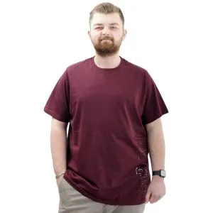 Büyük Beden Baskılı Erkek T-Shirt Bisiklet Yaka SIMPLICITY U24046 Mürdüm
