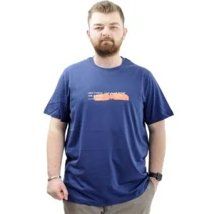 Battal Beden Baskılı Erkek T-Shirt Bisiklet Yaka U24047 İndigo