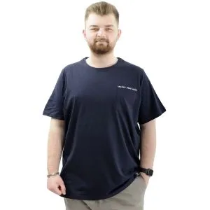 Erkek Büyük Beden Pamuklu Baskılı Bisiklet Yaka Tişört CHANGE U24050 Lacivert