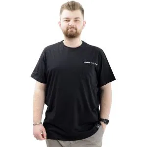 Erkek Büyük Beden Pamuklu Baskılı Bisiklet Yaka Tişört CHANGE U24050 Siyah