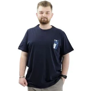 Mens Big Size T-Shirt Crew Neck T-shirt LIMITED U24052 Navy Blue