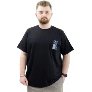Erkek Büyük Beden T-Shirt Pamuklu Baskılı Bisiklet Yaka Tişört LIMITED U24052 Siyah