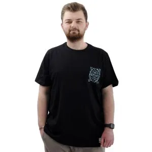 Big Size Mens T-shirt Crew Neck Cep Detaylı T-Shirt REFUEL U24053 Black