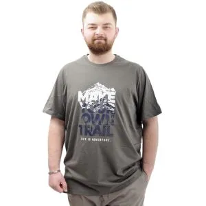 Erkek Büyük Beden Tişört Bisiklet Yaka Baskılı OWN U24060 Haki