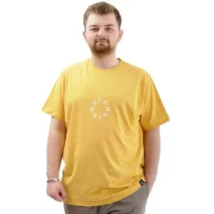 Erkek Büyük Beden Tişört Baskılı Bisiklet Yaka LONDON U24062 Hardal