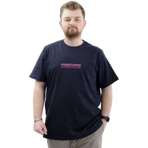 Erkek Büyük Beden Tişört Baskılı Bisiklet Yaka AMBITIONS U24063 Lacivert