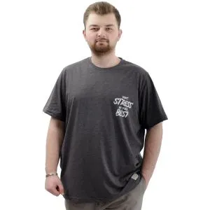 Big Size Mens T-shirt Crew Neck DONT STRESS U24064 Antrasit