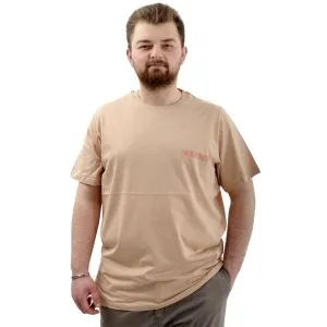 Big Size Mens T-shirt Crew Neck T-Shirt TOUCH U24066 Beige