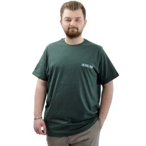 Büyük Beden Erkek Tişört Baskılı Pamuklu Bisiklet Yaka T-Shirt TOUCH U24066 Nefti