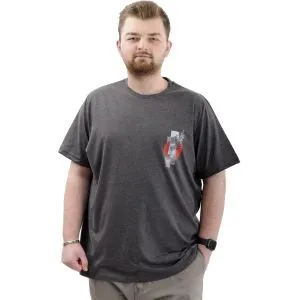 Büyük Beden Erkek Tişört Bisiklet Yaka Baskılı LEAF U24069 Antramelanj