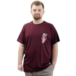 Big Size Mens T-shirt Crew Neck LEAF U24069 Plum