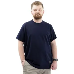 Büyük Beden Erkek T-Shirt Basic Likralı Bisiklet Yaka Tişört STAY U24071 Lacivert