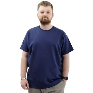 Büyük Beden Erkek T-Shirt Basic Likralı Bisiklet Yaka Tişört U24073 İndigo