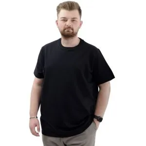 Big Size Mens T-Shirt Basic Elastic Crew Neck T-shirt THIS IS ME U24076 Navy Blue