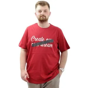 Big Size Mens T-shirt Crew Neck CREATE U24079 Burgundy