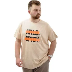 Big Size Mens T-shirt Crew Neck MILD U24080 Beige
