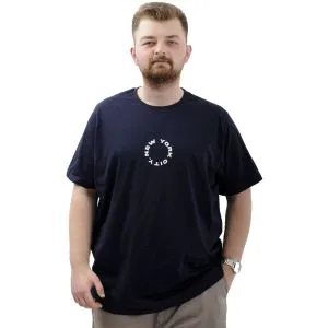 Big Size Mens T-shirt Crew Neck NEW YORK U24081 Navy Blue