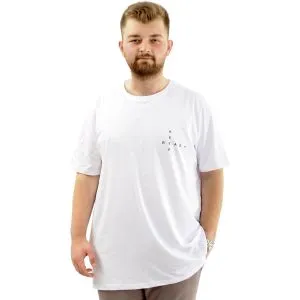 Büyük Beden Erkek Tişört Baskılı Bisiklet Yaka Yumuşak Dokulu U24083 Beyaz