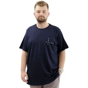 Büyük Beden Erkek Tişört Baskılı Bisiklet Yaka Yumuşak Dokulu U24083 Lacivert