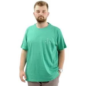 Büyük Beden Erkek Tişört Baskılı Bisiklet Yaka Yumuşak Dokulu U24083 Yeşil