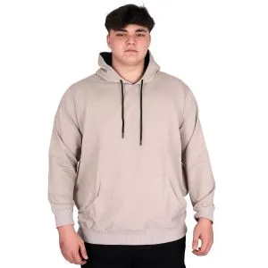 Big Size Mens Basic Sweatshirt Hooded Kangaroo Pocket U24166 Grey