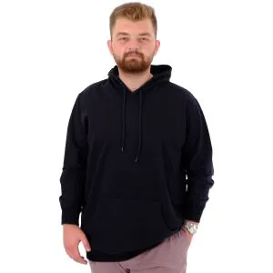 Büyük Beden Erkek Basic Sweatshirt Kapüşonlu Kanguru Cep U24166 Lacivert